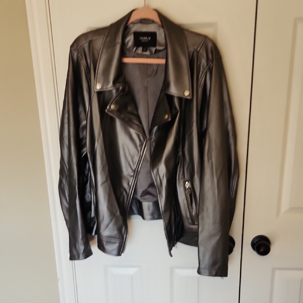 Torrid Shiny Gunmetal Gray Leather Jacket